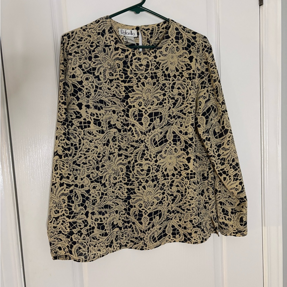 Rafaella Black and Tan Patterned Top